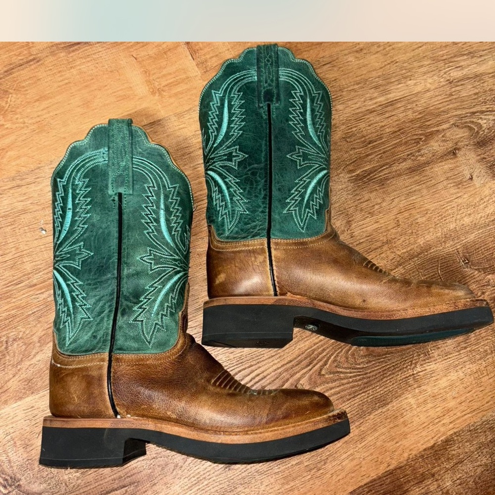 Lucchese Green and Brown Cowboy Boots